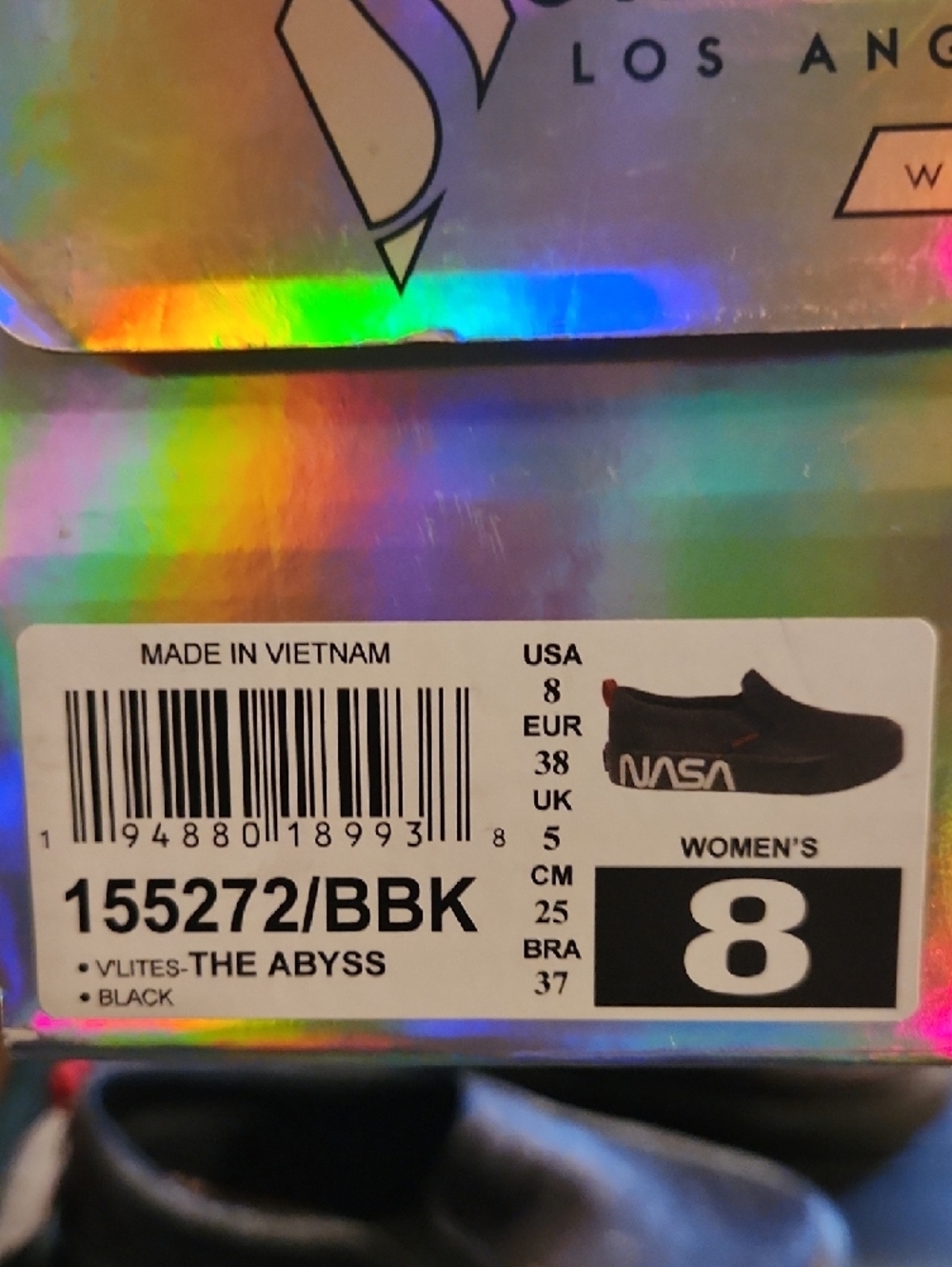 Women Skechers Black Slip-On Sneakers with NASA Graphic - Picture 2 of 8